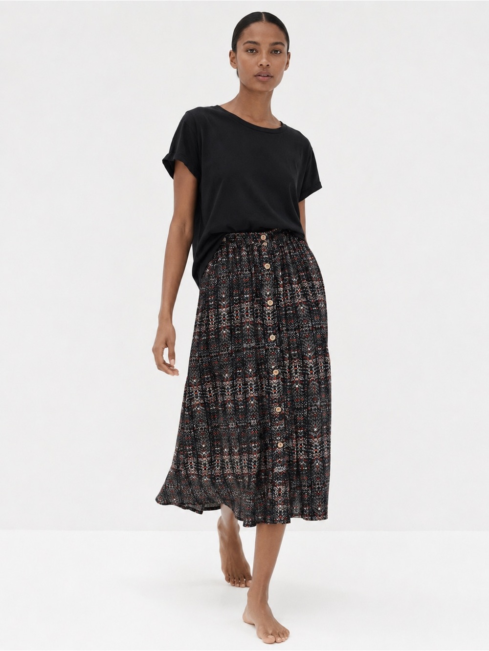 Zara Patterned Midi Skirt